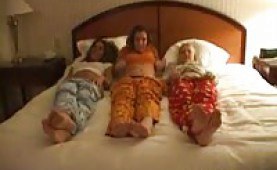Three hot teens having a sleep over
