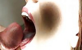 Melody swallows a hard dick