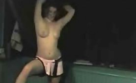 Hannah stripping and dancing in the dark