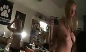 College couple playing with the webcam