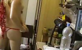 Teen cutie Emily teasing in her thong