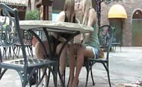 Two hot chicks having fun kissing and touchingh in public