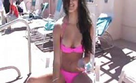 Trisha showing everything at the pool