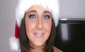 Christmas babe sucking and fucking 2 cocks