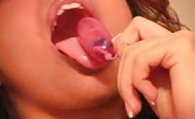 Sexy raven playing with her vibrating egg