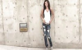 Trisha showing her tits on the street