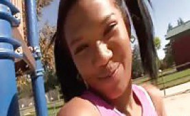 Black teen Emy Reyes gets her tight pussy stretched