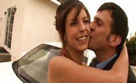Hot brunette fucked on prom night in the back of a lmousine