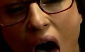 Busty chick with glasses giving great head