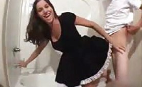 Horny maid gets fucked in the bathroom