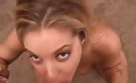 Sexy blonde sucks and fucks pov style