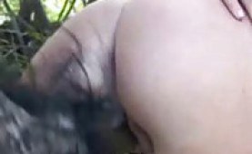 Busty chick attacked and fucked outdoor by a cockmonster