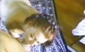 Brunette deepthroating a big dick