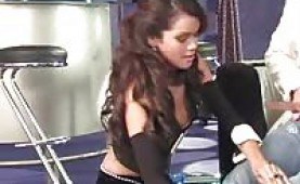 Sexy Daisy shakes her cocktail and his big dick