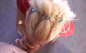 Amateur blonde gets doggiestyled and giving head