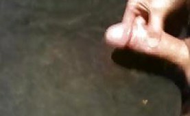 Guy jerking off and sprays his cum