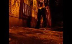 Dude jerking his cock outdoor