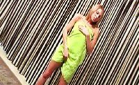 Hot blonde teen wearing only a towel