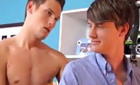 Two horny twinks playing on the bed