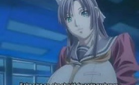 Anime busty chick gets her boobs licked