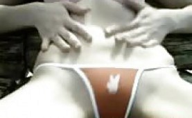 Amateur milf touching her tits and her pussy