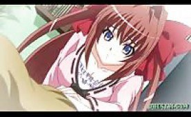 Anime busty chick giving head