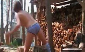 Naked sexy girl working out naked