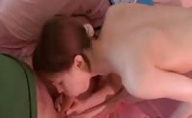 Skinny teen babe giving great head