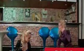 Horny blondes fucking the waiter