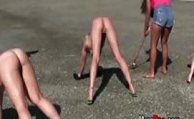 College girls hazed outdoor by sorority sisters