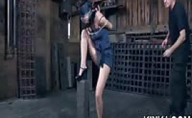 Horny and sweet babe shocked into bondage and fear