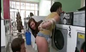 Chick gets dominated and banged in a public laundrette