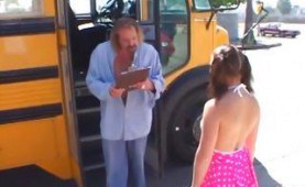 Schoolgirl fucks the schoolbus driver