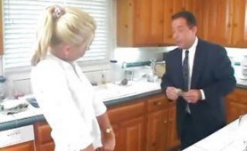 Young blonde babysitter sucks and fucks her boss