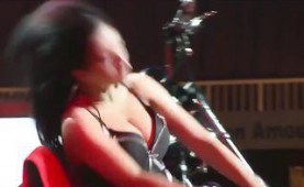 Babe doing a wild striptease on stage