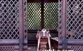 Russian coed Natasha banged on a bench