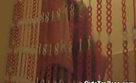 Sexy beach cutie gets banged on the toilet