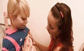 Skinny lezzie teen girls touching and toying