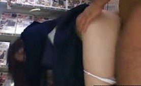 Asian coed gets fucked in a public store