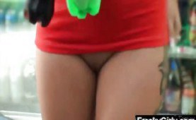 Brunette babe loves to flash in public