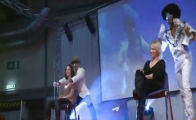 Make strippers seducing women on stage