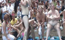 Chicks getting wet and wild in public