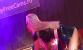 Gorgeous stripper with hot curves strips on stage