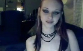 Goth girl toying for the webcam