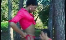 Shemale fucked in the woods