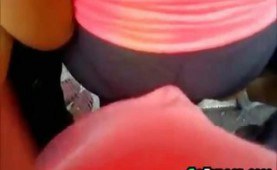 Grinding his cock in public