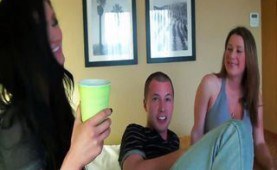 Two chicks sharing a dick