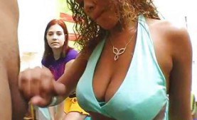 Big boobed cutie riding cock