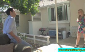 Real stepmom and teen sharing cock