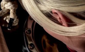 Pregnant blonde tied naked